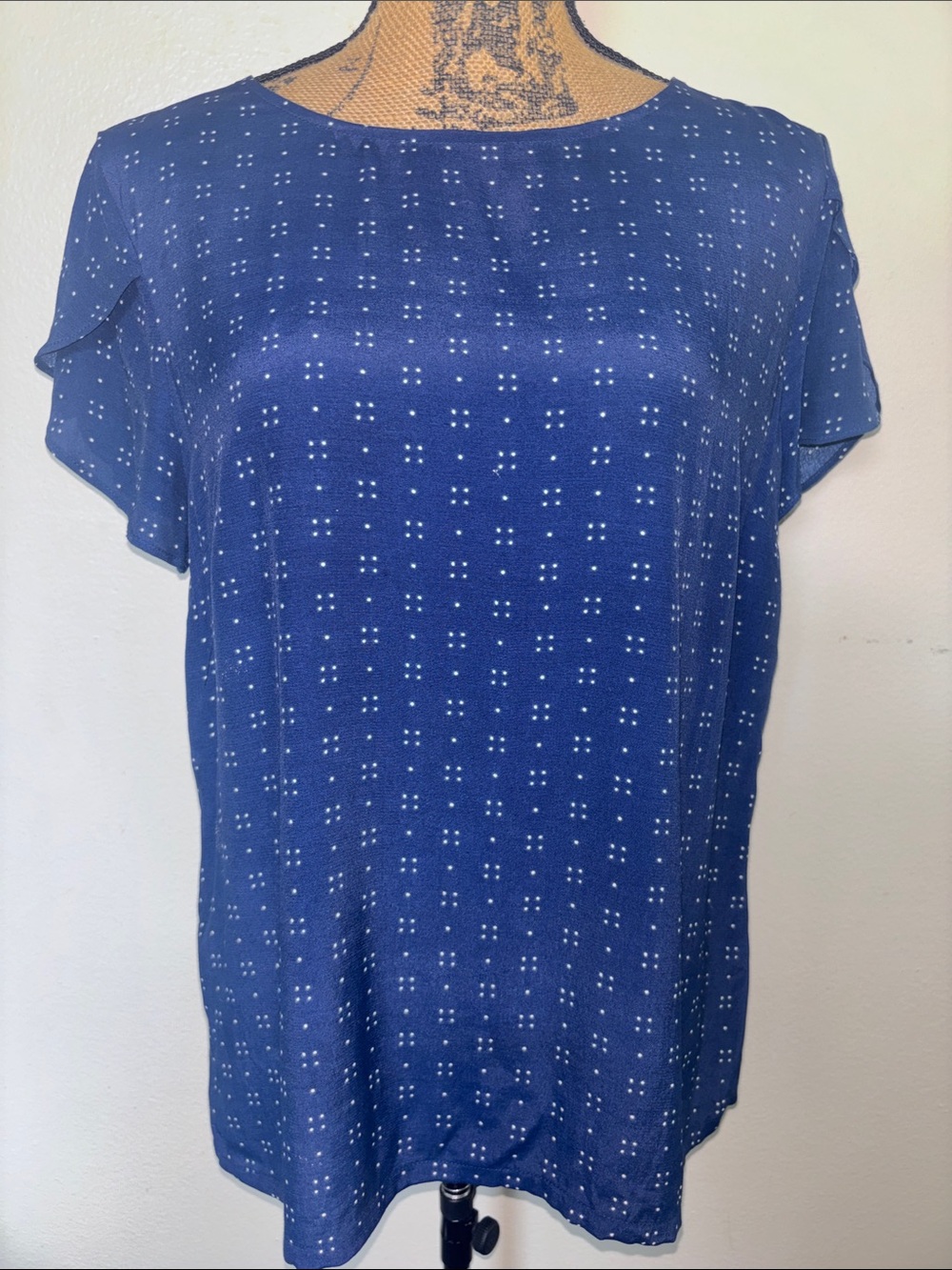 GAP Sz S Blue Short-Sleeve Patterned Women's Top